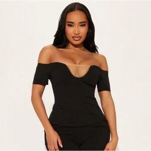 Fashion Nova Black Off-Shoulder Blouse